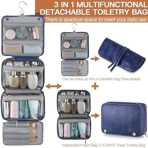 Elviros Toiletry Bag Hanging Travel Organizer for Men and Women, 3 in 1 Multifun... - Image 5