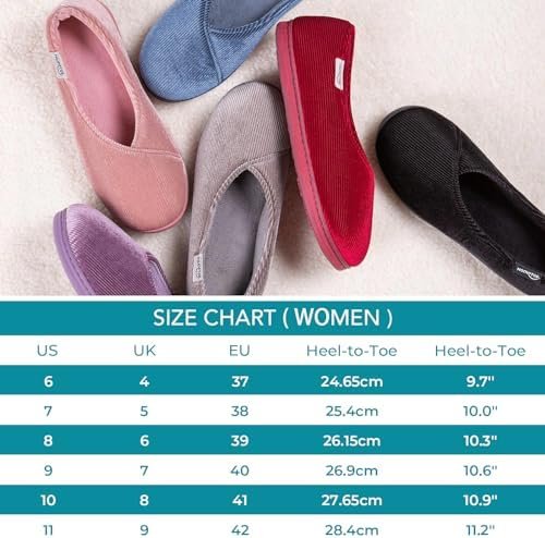 HomeTop Women's Cozy Corduroy Memory Foam Loafer Slippers, Closed Back House Sho... - Image 7