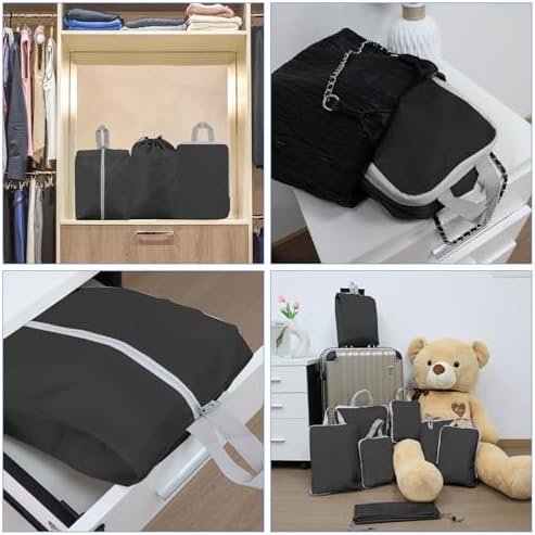 Funarty 8 Set Compression Packing Cubes for Suitcases, Double Zipper Compression... - Image 8