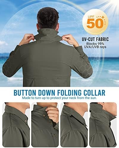 Outdoor Ventures Men's Long Sleeve Hiking Shirt UPF 50 UV Sun Protection Shirt C... - Image 5