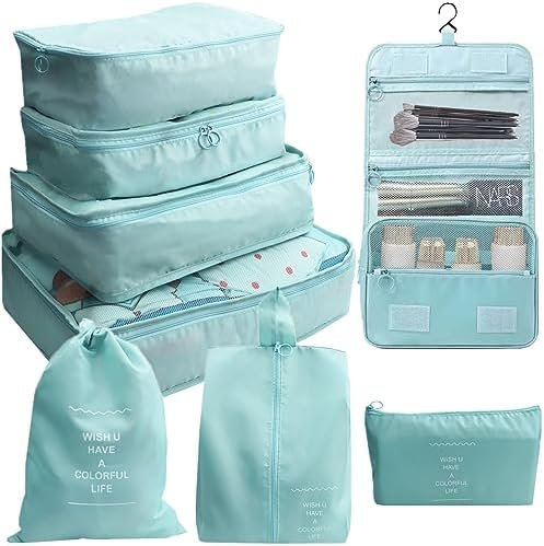 8 PCS Packing Cubes Compression, Travel Luggage Organizer Bags, Travel Storage B... - Image 2