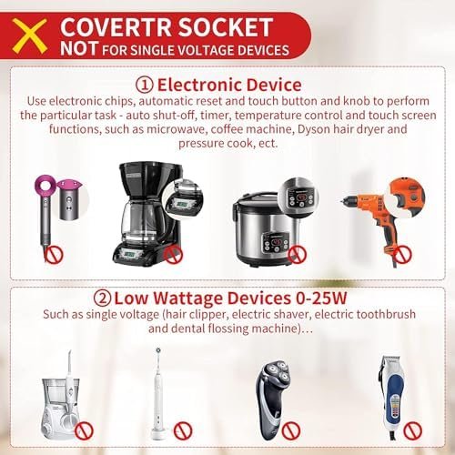 220V to 110V Converter, DOACE 2000W Travel Voltage Converter for Hair Dryer Stra... - Image 7