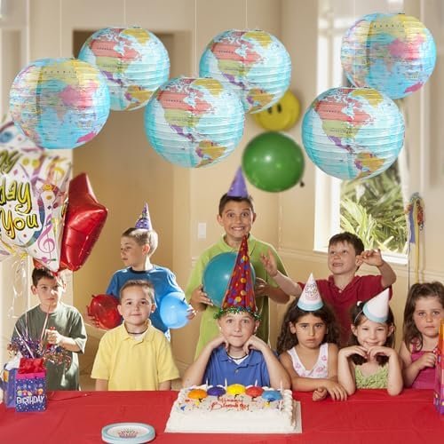 10 Pieces World Map Paper Lanterns 10 Inch Paper Globes Lanterns Map Classroom L... - Image 7