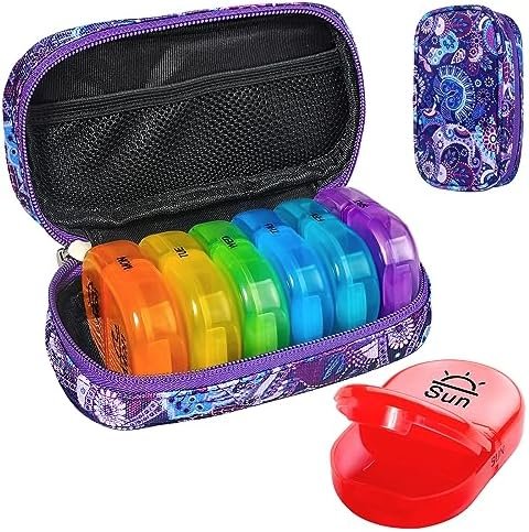Serfeymi Weekly Travel Pill Organizer 2 Times A Day AM PM Upgraded Rainbow Pill ... - Image 2