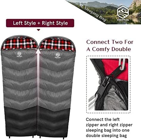 Coastrail Outdoor Sleeping Bag for Adults, XL THREE-ZONE Thickened Design Warm a... - Image 6