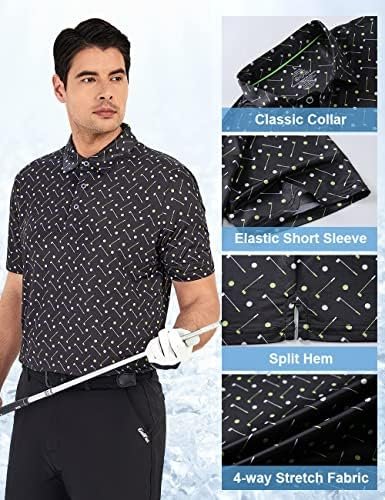 Hodaweisolp Golf Shirts for Men Dry Fit Print Moisture Wicking Performance Short... - Image 4