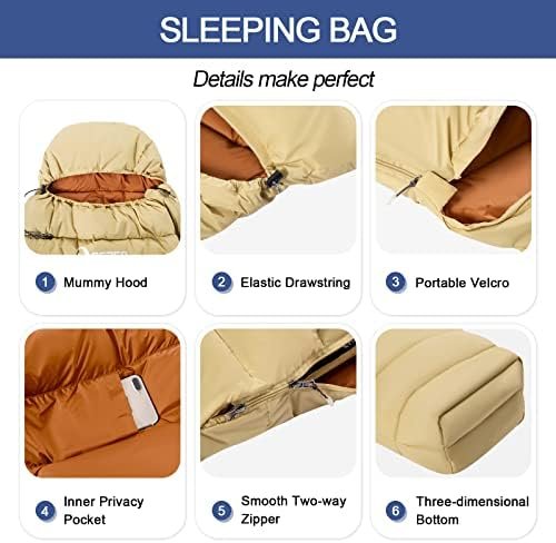 Ultralight Down Sleeping Bag for Adults with 600 Fill Power, Compact Sleeping Ba... - Image 5