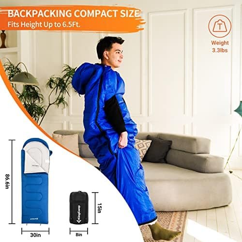 KingCamp Sleeping Bags for Adults, Wearable Sleeping Bags for Camping Backpackin... - Image 4