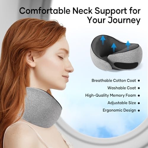 NOCRLG Travel Pillow, Travel Neck Pillow for Airplanes Car, 100% Pure Memory Foa... - Image 6