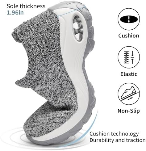 Walking Shoes Women Slip On Sock Sneakers Mesh Non Slip Shoes Air Cushion Platfo... - Image 3