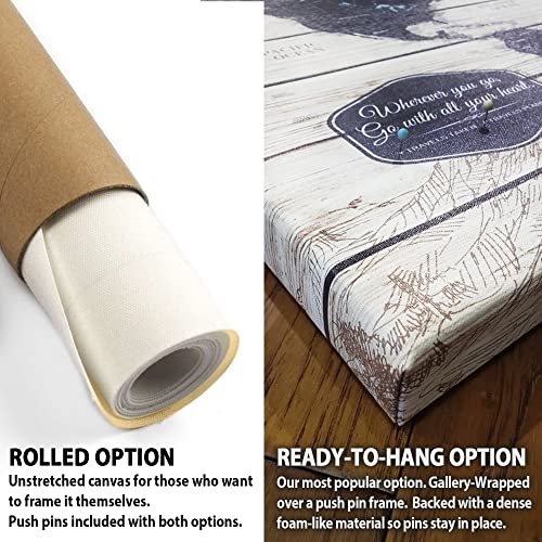 Holy Cow Canvas Personalized Push Pin World Map on Canvas with Rustic Woodgrain ... - Image 8