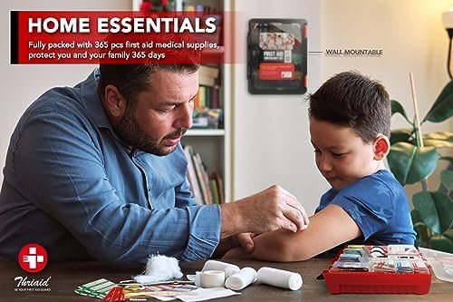 365 Piece First Aid Kit, Well-Organized Durable Hard Case, Wall-Mountable Trauma... - Image 5