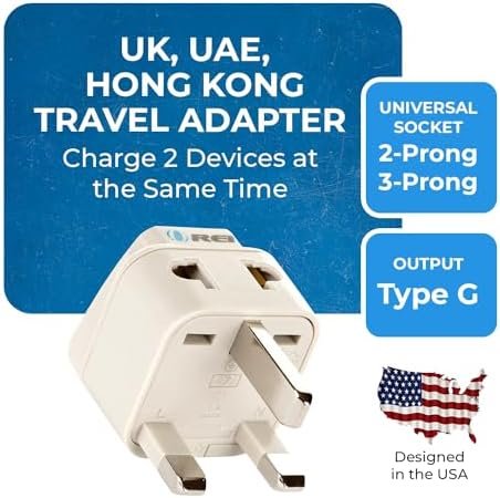 OREI USA to UK, UAE, Hong Kong & More (Type G) Travel Adapter Plug - 2 in 1 - CE... - Image 3