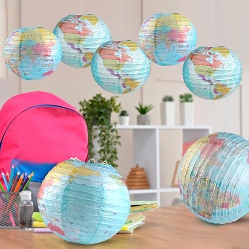 10 Pieces World Map Paper Lanterns 10 Inch Paper Globes Lanterns Map Classroom L... - Image 5