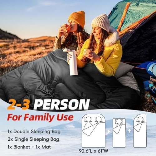 MAXOV Double Sleeping Bags for 2 Adults, 2-3 Person Sleeping Bag for Camping Two... - Image 4
