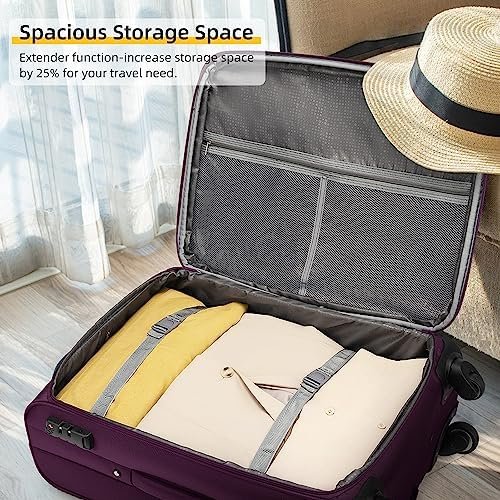 LARVENDER Luggage Sets 5 Piece Softside Expandable Suitcases Set with Spinner Wh... - Image 8