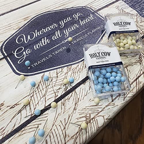 Holy Cow Canvas Personalized Push Pin World Map on Canvas with Rustic Woodgrain ... - Image 7