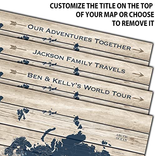 Holy Cow Canvas Personalized Push Pin World Map on Canvas with Rustic Woodgrain ... - Image 5