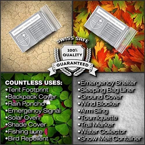 Swiss Safe Emergency Mylar Thermal Blankets + Bonus Space Blanket - Compact & In... - Image 5