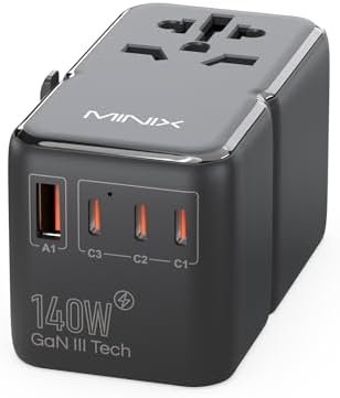MINIX TP140 Universal Travel Adapter with 140W PD Ports GaN Technology Internati... - Image 2