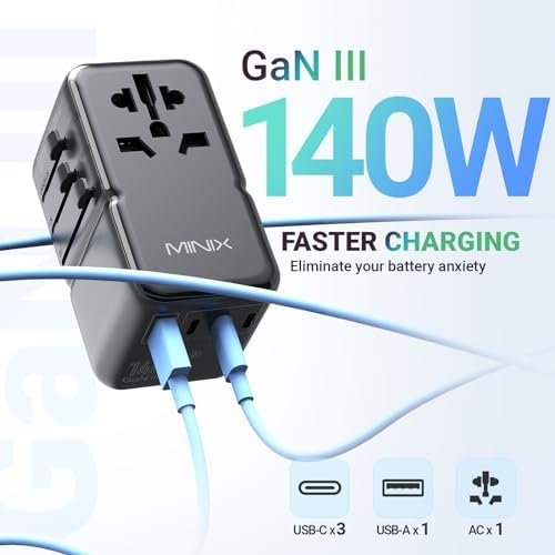 MINIX TP140 Universal Travel Adapter with 140W PD Ports GaN Technology Internati... - Image 5