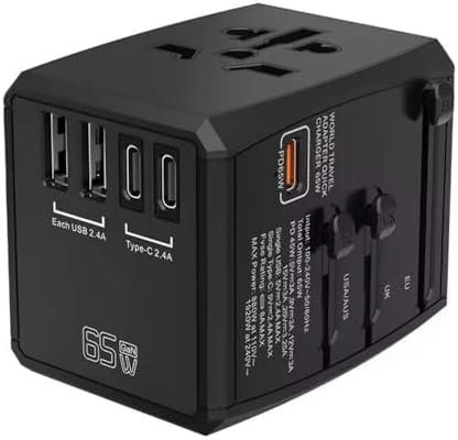 Universal All-in-One Travel Adapter & GaN Charger – 65W PD Fast Charging, 2 USB-... - Image 2