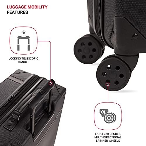 SwissGear 7739 Hardside Luggage Trunk with Spinner Wheels, Black, 2-Piece Set (1... - Image 3