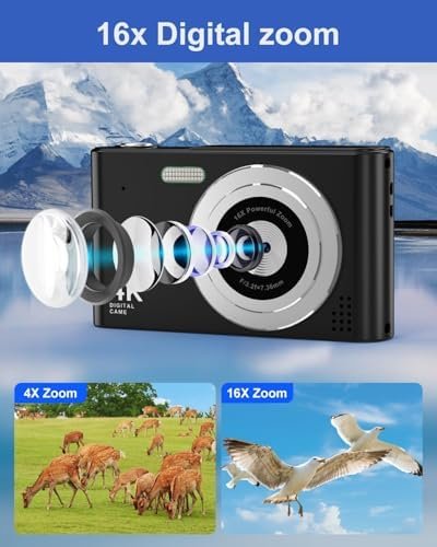 Pink Digital Camera, Full HD 48mp Video 4K Mini Digital Camera with Flash, 16X D... - Image 6