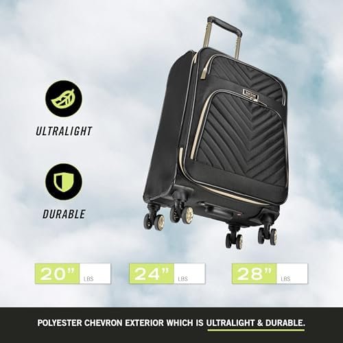 Kenneth Cole REACTION Chelsea Chevron Quilted Luggage, Black, 2-Piece Set (20"/2... - Image 4