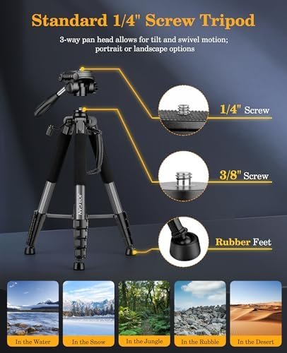 JOILCAN Tripod, 75" Tripod for Camera & Phone, Heavy Duty Camera Tripod Travel T... - Image 6