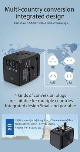 Universal All-in-One Travel Adapter & GaN Charger – 65W PD Fast Charging, 2 USB-... - Image 3