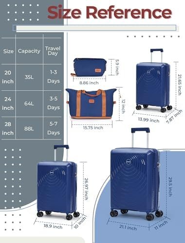 Luggage Sets 3 Piece, Suitcases with Wheels, Hardshell Suitcase Set, PP Carry on... - Image 7