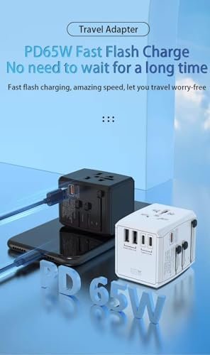 Universal All-in-One Travel Adapter & GaN Charger – 65W PD Fast Charging, 2 USB-... - Image 5