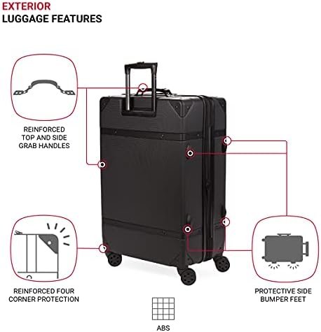SwissGear 7739 Hardside Luggage Trunk with Spinner Wheels, Black, 2-Piece Set (1... - Image 4