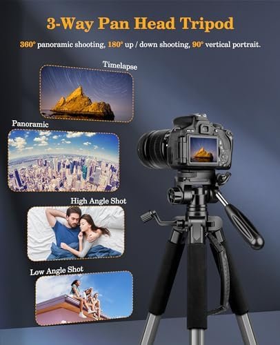 JOILCAN Tripod, 75" Tripod for Camera & Phone, Heavy Duty Camera Tripod Travel T... - Image 3