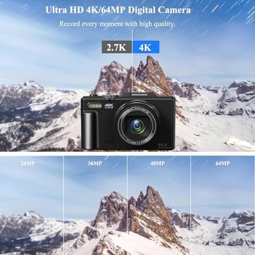 Digital Camera for Photography, WiFi 64MP 4K Vlogging Camera for YouTube, 3" 180... - Image 4