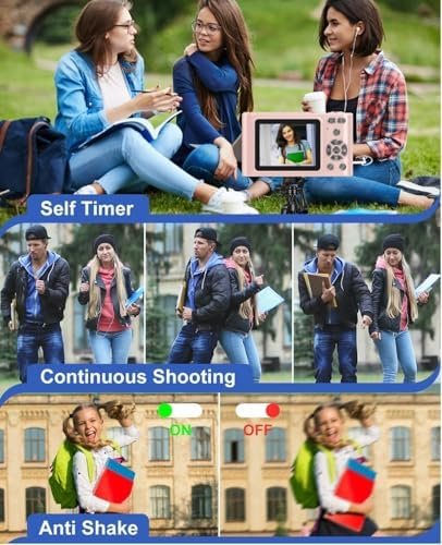 Pink Digital Camera, Full HD 48mp Video 4K Mini Digital Camera with Flash, 16X D... - Image 3