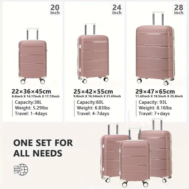 LEDAOU Luggage Sets 3 Piece Suitcase Set with 7 Set Packing Cubes Carry On Lugga... - Image 3
