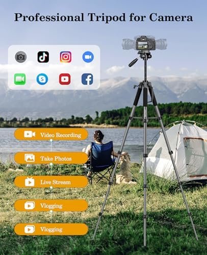 JOILCAN Tripod, 75" Tripod for Camera & Phone, Heavy Duty Camera Tripod Travel T... - Image 9