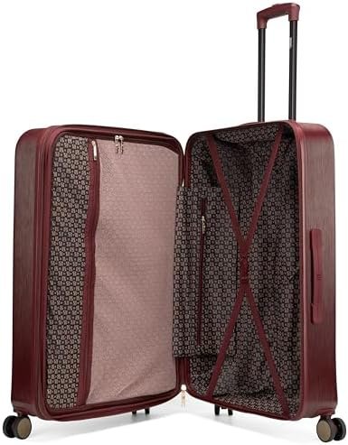 Badgley Mischka Diamond Hard Expandable Spinner Luggage Set (3 Piece) (Burgundy-... - Image 3