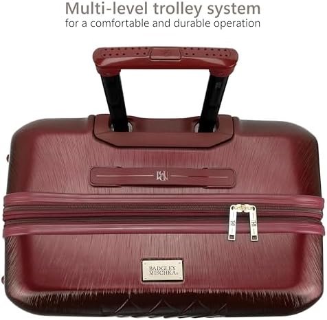 Badgley Mischka Diamond Hard Expandable Spinner Luggage Set (3 Piece) (Burgundy-... - Image 5