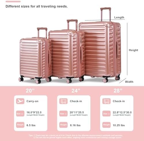 Lightweight Luggage Sets 3 Piece,Tsa Lock Luggage Sets with Spinner Wheels 20in/... - Image 4