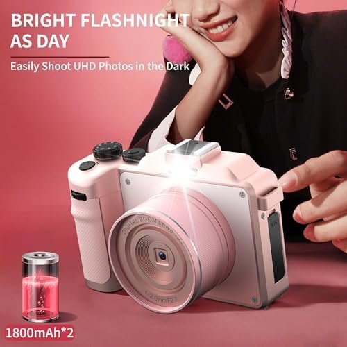Cameras for Photography,4K Pink Digital Camera Anti-Shake 64MP Compact Vlogging ... - Image 6