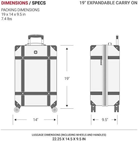 SwissGear 7739 Hardside Luggage Trunk with Spinner Wheels, White, 2-Piece Set (1... - Image 7