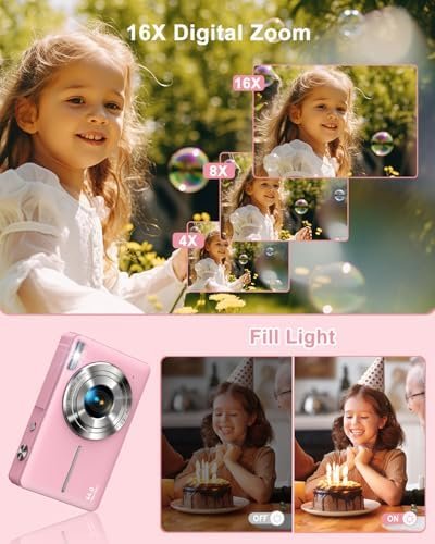 Digital Camera, FHD 1080P Kids Camera with 32GB SD Card 16X Digital Zoom Portabl... - Image 4