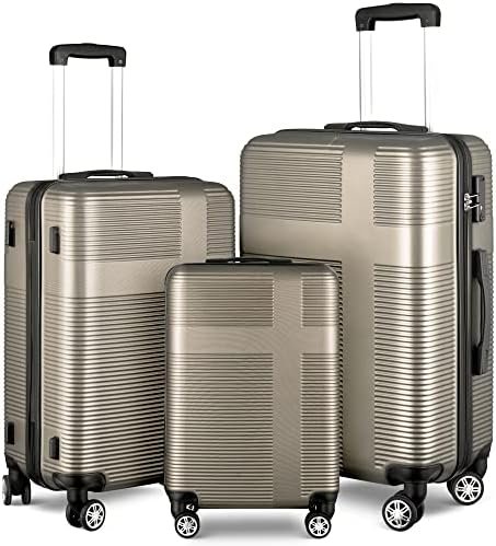 Luggage Set of 3 Piece Suitcase Spinner Hardshell Lightweight TSA Lock (Champagn... - Image 2