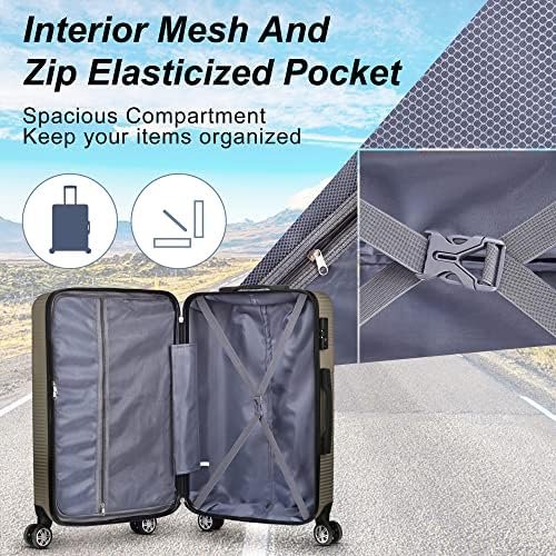 Luggage Set of 3 Piece Suitcase Spinner Hardshell Lightweight TSA Lock (Champagn... - Image 9