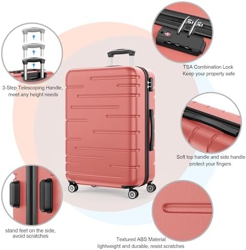 3 Piece Hardshell Luggage Set Hardside Lightweight Suitcase with TSA Lock Spinne... - Image 3