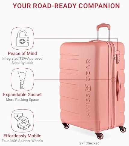 SwissGear 7366 Hardside Expandable Luggage with Spinner Wheels, Coral Almond, 3-... - Image 4