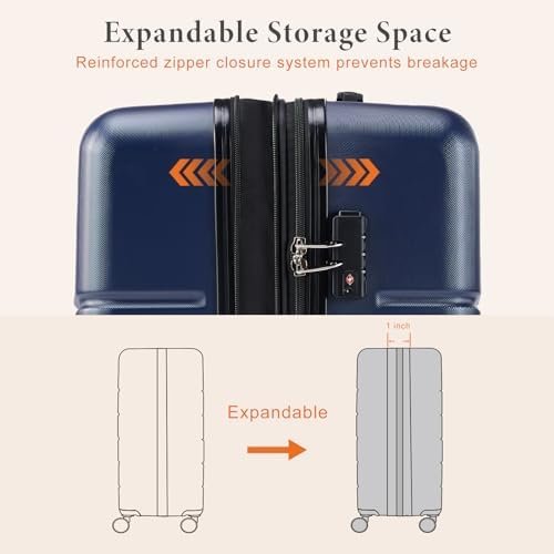Sweetcrispy 3-Piece Luggage Sets, Hard Shell ABS Suitcases with Double Spinner W... - Image 7